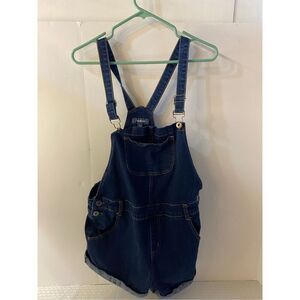 ModCloth denim Jean short overalls large L rn#138432